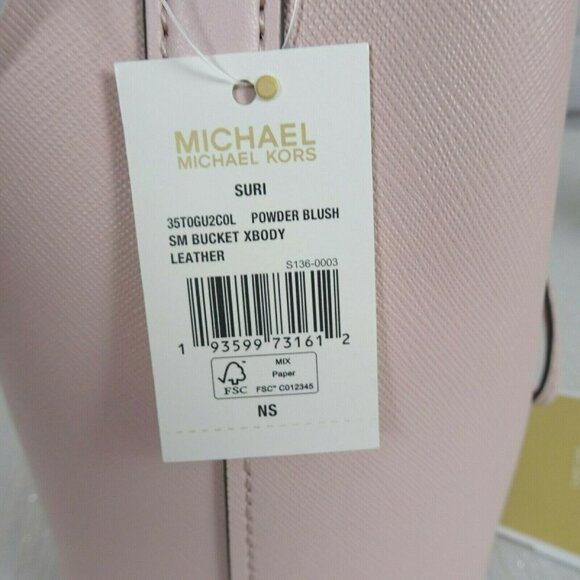 NWT Michael Kors Suri Small Crossbody Bucket Bag Powder Blush Pink Saffiano - Picture 9 of 15